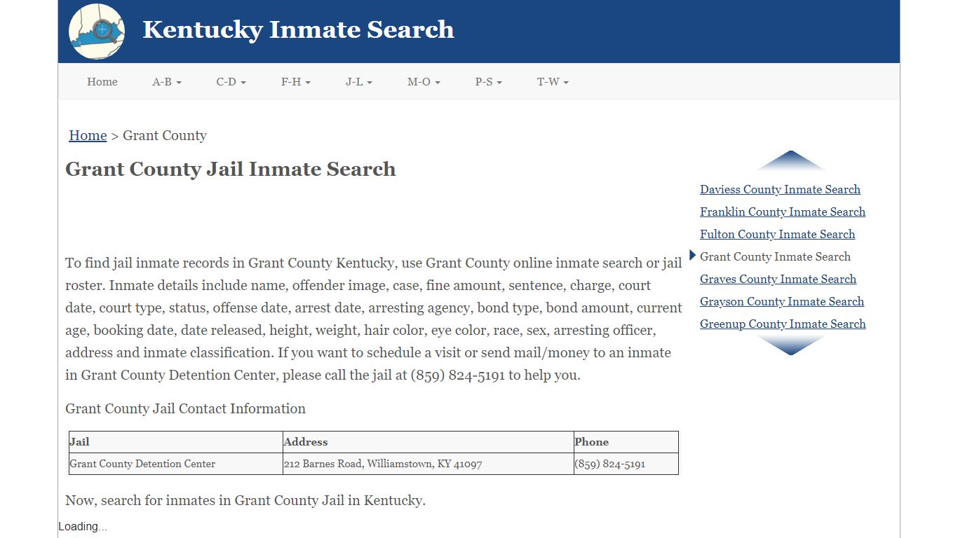 Grant County Jail Inmate Search